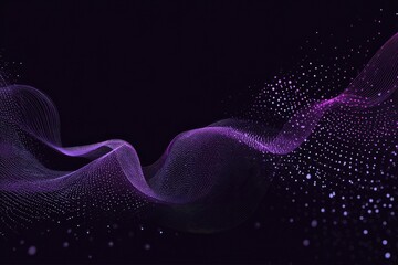 Abstract purple and violet wavy lines with dots on dark background