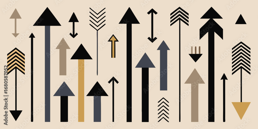 Poster arrow. boho. abstract. a modern vector set of various minimalist and tribal style arrows for a bohem