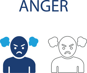 Anger Icon Illustration of an Angry Person icon, Line art icons design