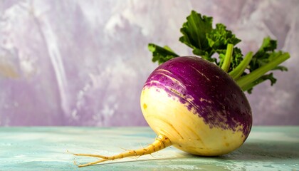 Fresh purple-topped turnip on a table