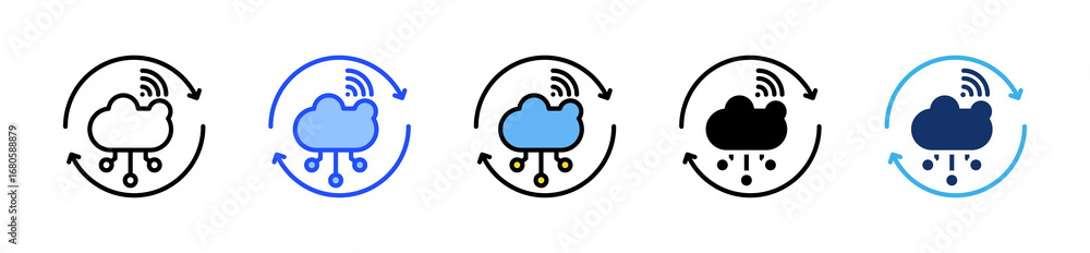 Poster iot industry icon collection with multiple styles