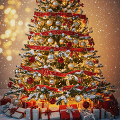 christmas tree with gifts and decorations