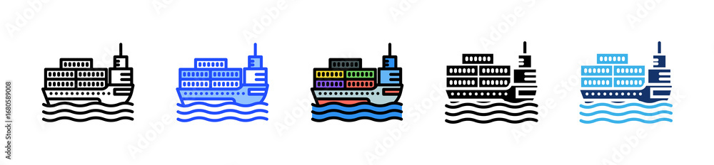 Poster export goods icon collection with multiple styles