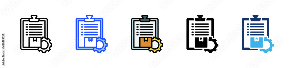 Poster inventory control icon collection with multiple styles
