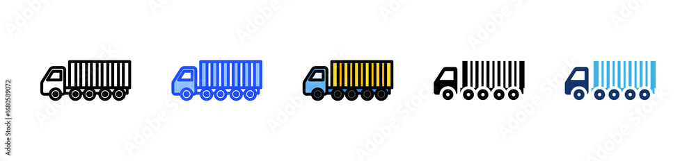 Poster logistics hub icon collection with multiple styles