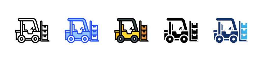Forklift Truck Icon Collection With Multiple Styles
