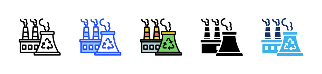 Recycling Plant Icon Collection With Multiple Styles