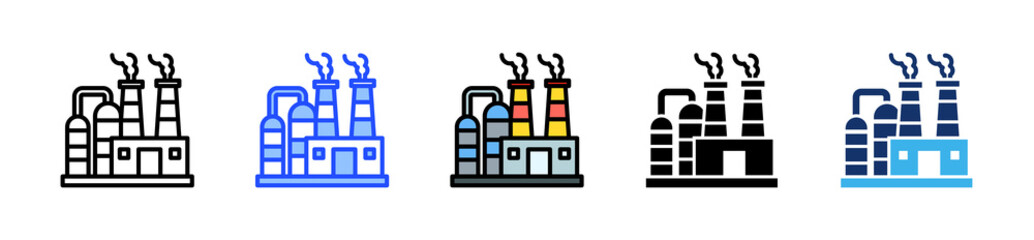 Oil Refinery Icon Collection With Multiple Styles