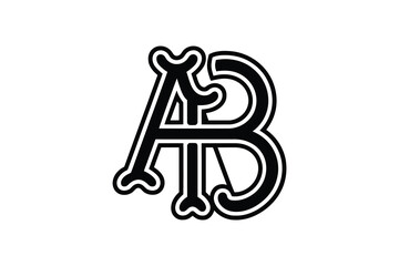 A stylized monogram of the letters a and b in black and white design format