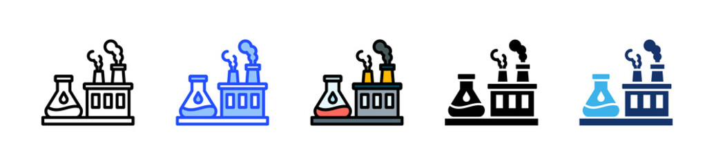 Chemical Industry Icon Collection With Multiple Styles