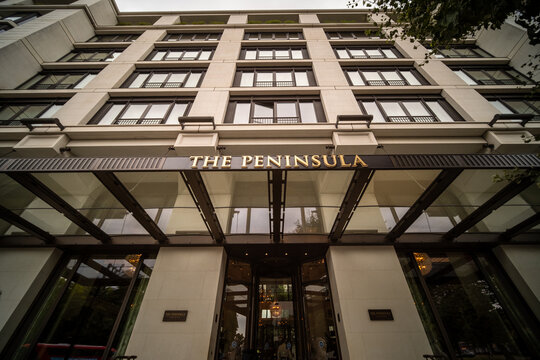 LONDON- The Peninsula hotel on Grosvenor Place- 5 star luxury modern hotel on Hyde Park Corner