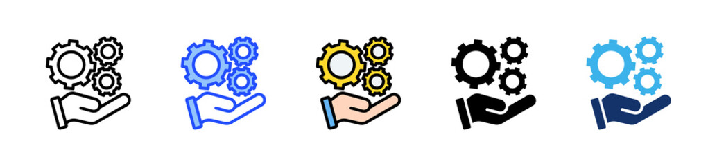 Gear System Icon Collection With Multiple Styles