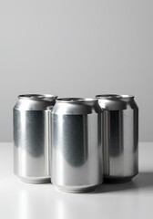 Empty aluminum beverage cans mockup