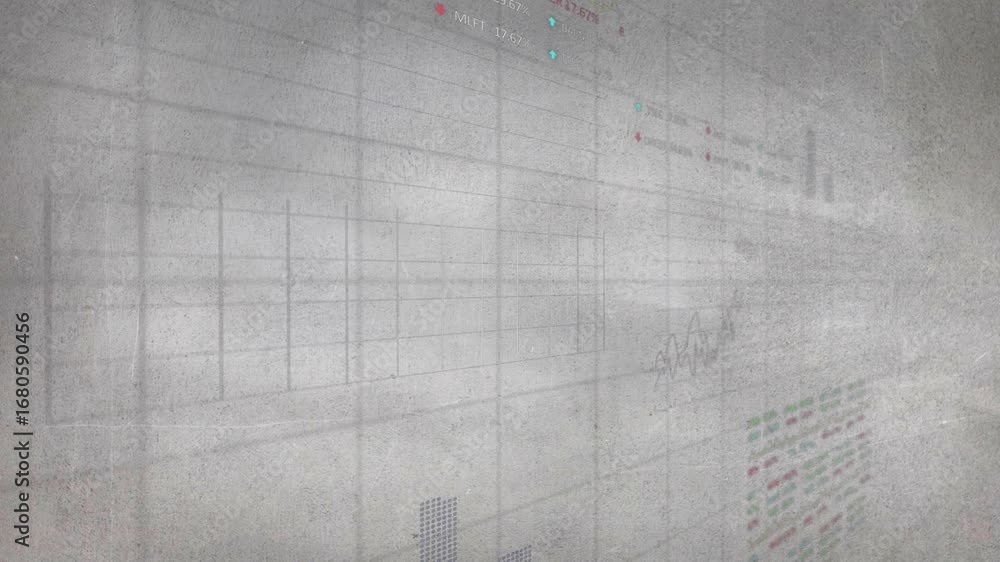 Aufkleber animation of financial data with graphical presentation moving on digital interface