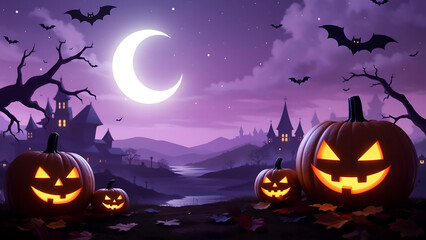 Purple spooky Halloween background