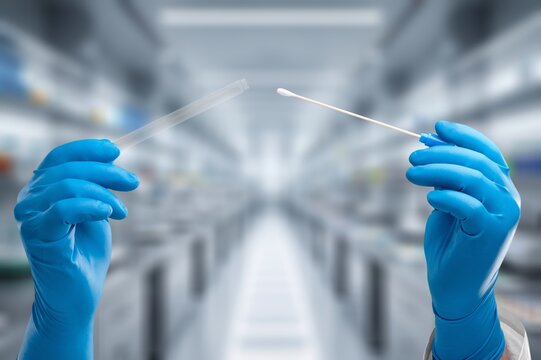 Doctor hold test tubes with coronavirus samples. - Powered by Adobe