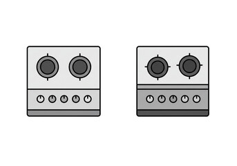 Modern stovetop illustration perfect for kitchen design projects or recipe blogs, simple and clean design