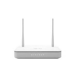 Fototapeta premium White wireless router with two antennas isolated on transparent background
