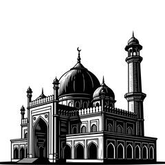 Beautiful mosque silhouette icon logo flat vector design