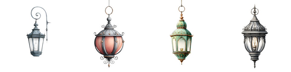 Fototapeta premium Vintage Street Lanterns: Decorative Lighting Elements