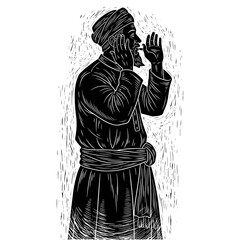 Adhan islamic prayer silhouette icon logo flat vector design