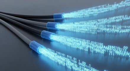 Digital data transfer with cybersecurity concept. 3D illustration Modern High Speed Data Communication Network for Technology and IT Solutions