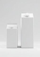 White blank milk or juice cartons