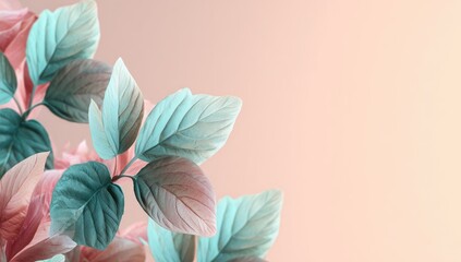 Obraz premium Pastel-toned leaves in a soft, muted color palette