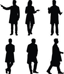 Silhouette Set of Medical Professionals Doctors and Scientists in Various Poses Perfect for Healthcare and Scientific Illustrations
