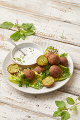 Falafel with mint dip