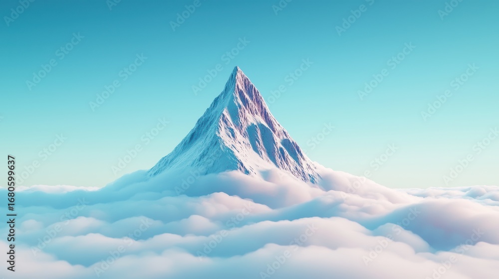 Aufkleber peak fog rolling over a sharp peak, revealing only the highest point above the clouds.