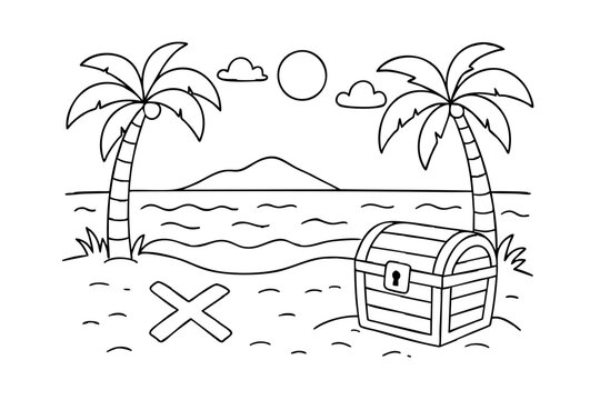 children coloring on the theme of pirates vector
