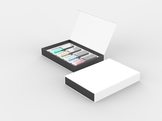 Perfume gift box blank template, 3d illustration