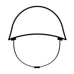 Round green army helmet, classic and functional for military-themed content, line art style.

