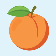Bright and cheerful digital illustration of a delicious ripe peach fruit