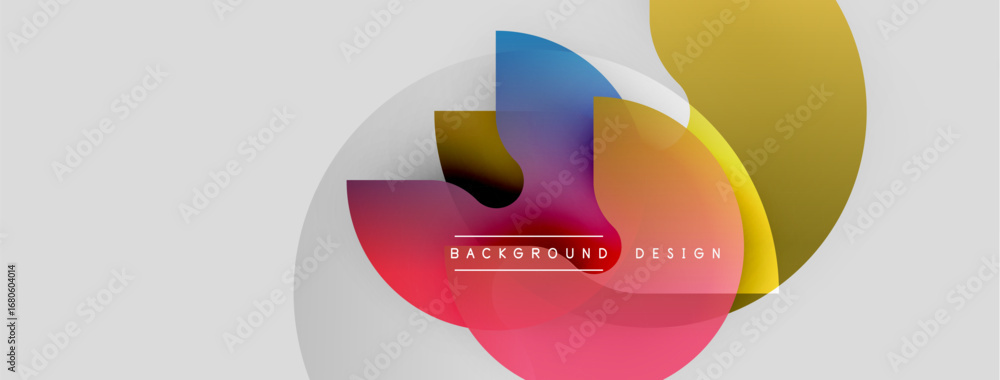 Poster abstract colorful shapes overlap, creating dynamic visual effect. modern design elements suggest inn