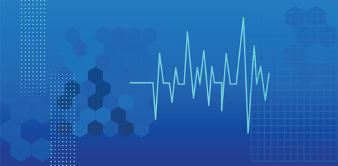 heartbeat,ekg,medical flat vector illustration of digital blue heartbeat pulse line monitor background health and care design