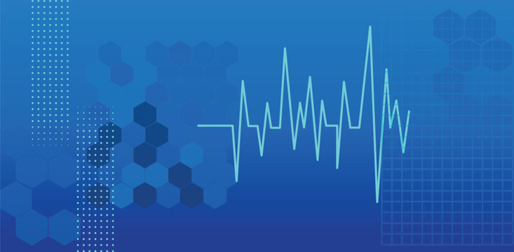heartbeat,ekg,medical flat vector illustration of digital blue heartbeat pulse line monitor background health and care design