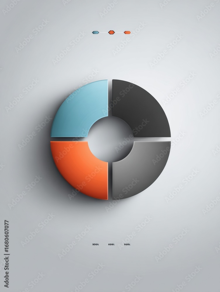 Aufkleber modern circular graph representation showcasing data segments in blue, orange, and gray, emphasizing