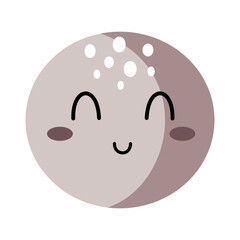 Cute full moon clipart in boho style. Celestial vector illustration.