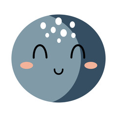 Cute full moon clipart in boho style. Celestial vector illustration.