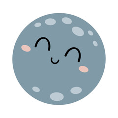 Cute full moon clipart in boho style. Celestial vector illustration.