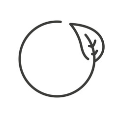 circle and leaf icon, plant frame, logo, linear vector illustration