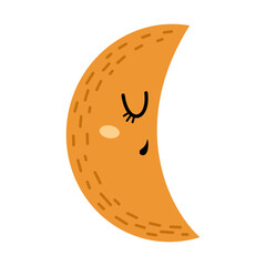 Boho crescent moon clipart. Bohemian celestial vector illustration for baby shower and nursery design.