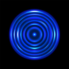 Sound wave light effect. Vector blue transparent wifi signal symbol. Glowing neon circles, radar sign