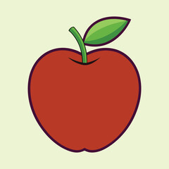 Illustration of a fresh red apple with a green leaf and stem