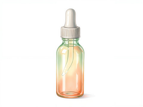 Glass dropper vial for essential oils with gradient coloring showing vibrant orange and green hues. This dropper vial is ideal for holding natural beauty oils like batana oil and ojon oil.