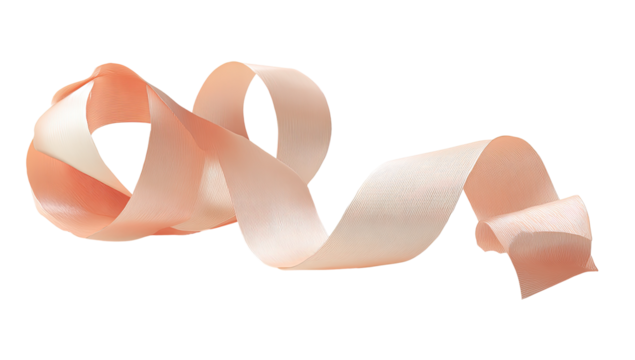 Light peach ribbon in a flowing, looped design