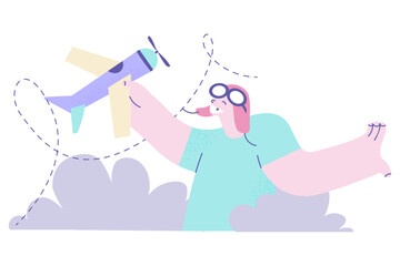 Happy childhood, playing games concept