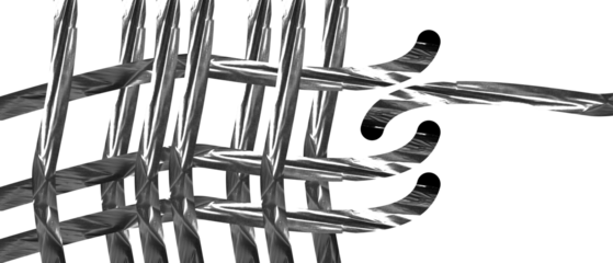 Abstract graphic design of interwoven lines creating a complex pattern.